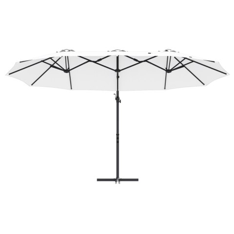 PARASOL OGRODOWY Z BOCZNYM SŁUPEM PIASKOWY 372X198X253CM