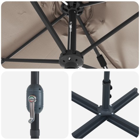 PARASOLKA OGRODOWA CIEMNOSZARY 380X196X235CM