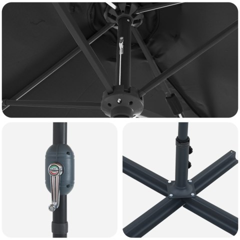 PARASOL OGRODOWY CZARNY 380X196X235CM DUŻA CZASZA