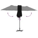 PARASOL OGRODOWY CZARNY 380X196X235CM DUŻA CZASZA