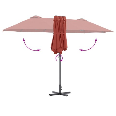 PARASOL OGRODOWY TERAKOTA 380X196X235CM PODWÓJNA CZASZA