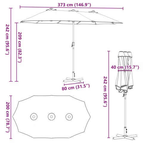 PARASOL OGRODOWY TERAKOTA 380X196X235CM PODWÓJNA CZASZA
