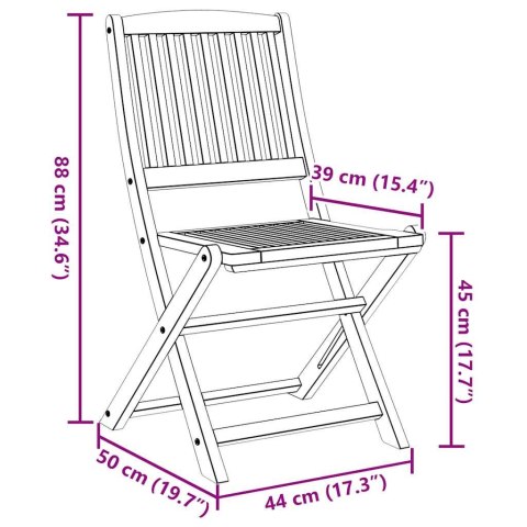 SKŁADANE KRZESŁA OGRODOWE 2 SZT DREWNO AKACJOWE
