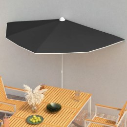 PÓŁOKRĄGŁY PARASOL OGRODOWY NA SŁUPKU 180X90CM CZARNY
