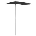 PÓŁOKRĄGŁY PARASOL OGRODOWY NA SŁUPKU 180X90CM CZARNY