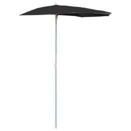 PÓŁOKRĄGŁY PARASOL OGRODOWY NA SŁUPKU 180X90CM CZARNY