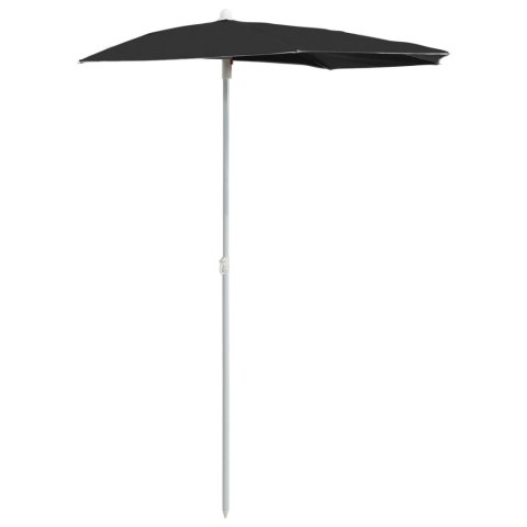 PÓŁOKRĄGŁY PARASOL OGRODOWY NA SŁUPKU 180X90CM CZARNY