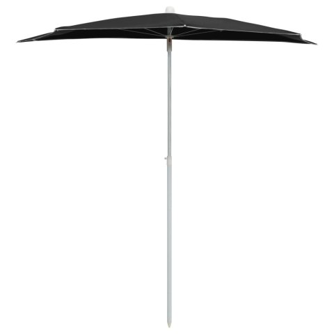 PÓŁOKRĄGŁY PARASOL OGRODOWY NA SŁUPKU 180X90CM CZARNY