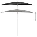 PÓŁOKRĄGŁY PARASOL OGRODOWY NA SŁUPKU 180X90CM CZARNY