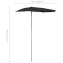 PÓŁOKRĄGŁY PARASOL OGRODOWY NA SŁUPKU 180X90CM CZARNY