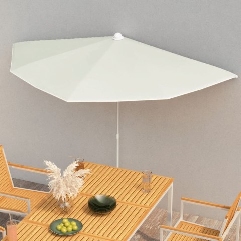 PÓŁOKRĄGŁY PARASOL OGRODOWY NA SŁUPKU 180X90CM PIASKOWY