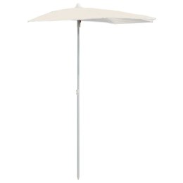PÓŁOKRĄGŁY PARASOL OGRODOWY NA SŁUPKU 180X90CM PIASKOWY
