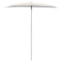 PÓŁOKRĄGŁY PARASOL OGRODOWY NA SŁUPKU 180X90CM PIASKOWY