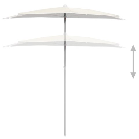 PÓŁOKRĄGŁY PARASOL OGRODOWY NA SŁUPKU 180X90CM PIASKOWY
