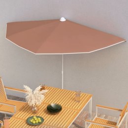 PÓŁOKRĄGŁY PARASOL OGRODOWY NA SŁUPKU 180X90CM TERAKOTA