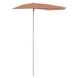 PÓŁOKRĄGŁY PARASOL OGRODOWY NA SŁUPKU 180X90CM TERAKOTA