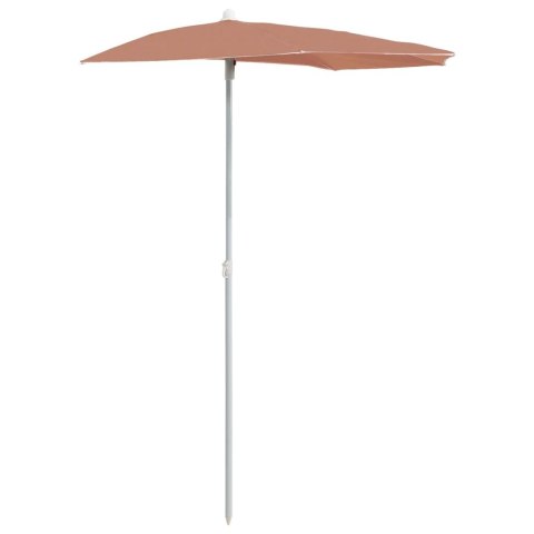 PÓŁOKRĄGŁY PARASOL OGRODOWY NA SŁUPKU 180X90CM TERAKOTA