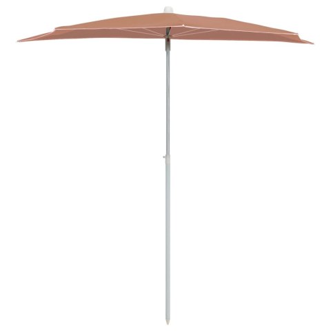 PÓŁOKRĄGŁY PARASOL OGRODOWY NA SŁUPKU 180X90CM TERAKOTA