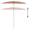 PÓŁOKRĄGŁY PARASOL OGRODOWY NA SŁUPKU 180X90CM TERAKOTA