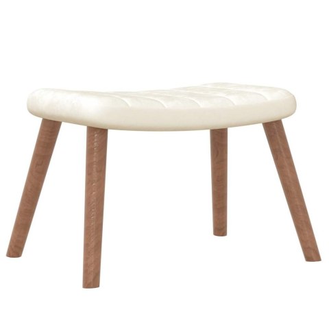 FOTEL BUJANY Z PODNÓŻKIEM KREMOWY TAPICEROWANY AKSAMITEM