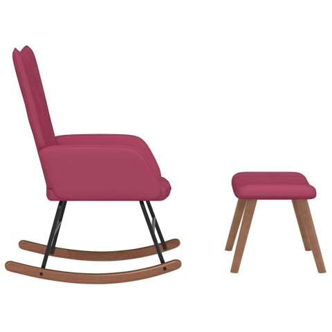 FOTEL BUJANY Z PODNÓŻKIEM WINNA CZERWIEŃ OBITY AKSAMITEM