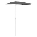 PÓŁOKRĄGŁY PARASOL OGRODOWY NA SŁUPKU 180X90CM ANTRACYTOWY