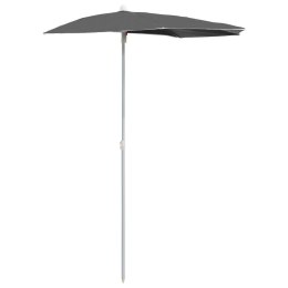PÓŁOKRĄGŁY PARASOL OGRODOWY NA SŁUPKU 180X90CM ANTRACYTOWY