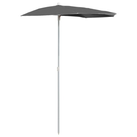 PÓŁOKRĄGŁY PARASOL OGRODOWY NA SŁUPKU 180X90CM ANTRACYTOWY