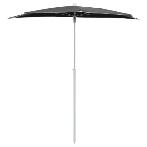 PÓŁOKRĄGŁY PARASOL OGRODOWY NA SŁUPKU 180X90CM ANTRACYTOWY