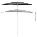 PÓŁOKRĄGŁY PARASOL OGRODOWY NA SŁUPKU 180X90CM ANTRACYTOWY