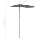 PÓŁOKRĄGŁY PARASOL OGRODOWY NA SŁUPKU 180X90CM ANTRACYTOWY