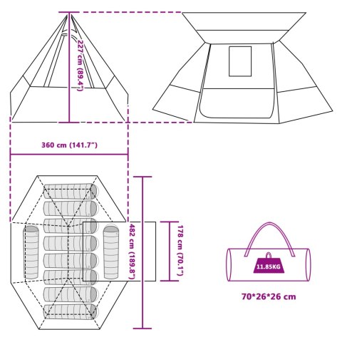 NAMIOT SZARY I POMARAŃCZOWY 482X360X227CM