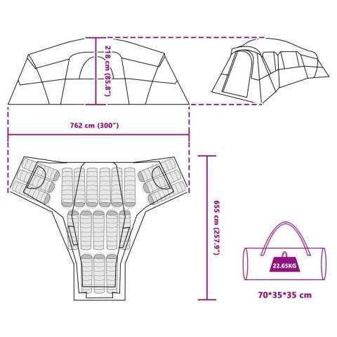 NAMIOT SZARY I POMARAŃCZOWY DUŻY POLIESTER