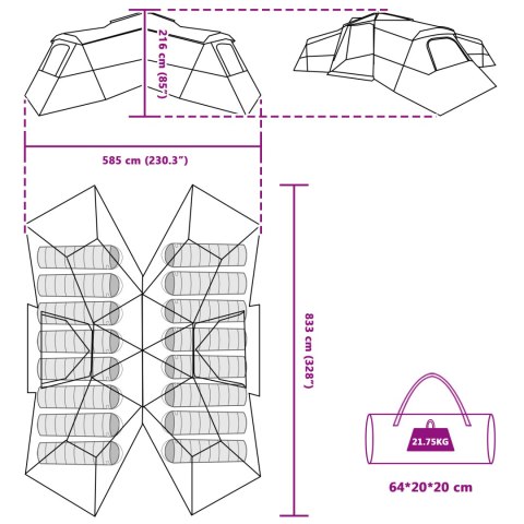 NAMIOT ZIELONY DUŻY POLIESTER I WŁÓKNO SZKLANE