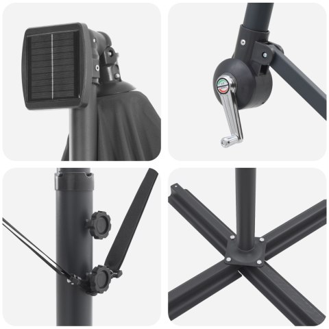 PARASOL BANANA NA WYSIĘGNIKU ANTRACYT 249X249X250CM