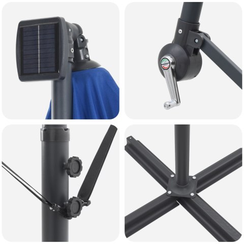 VidaXL Parasol banana na wysięgniku Niebieski 249 x 249 x 250 cm