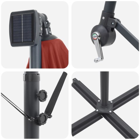 VidaXL Parasol banana na wysięgniku terakota 249 x 249 x 250 cm