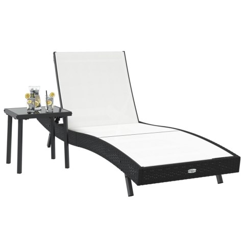 LEŻAK Z PODUSZKĄ -OSOBA 2 PCS CZARNY 40X 40X 40.5CM POLIRATTAN