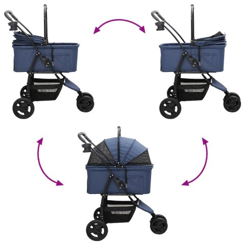 SKŁADANY WÓZEK DLA ZWIERZĄT NIEBIESKI 78X54X101CM
