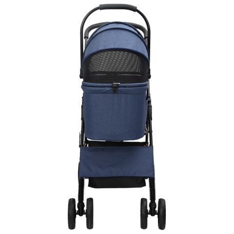 SKŁADANY WÓZEK DLA ZWIERZĄT NIEBIESKI 81X47X99CM