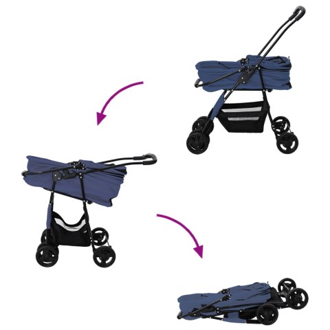 SKŁADANY WÓZEK DLA ZWIERZĄT NIEBIESKI 81X47X99CM