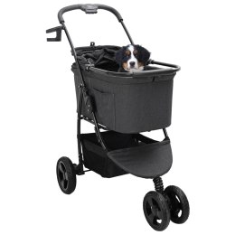 SKŁADANY WÓZEK DLA ZWIERZĄT Z REGULACJĄ CZARNY 78X54X101CM