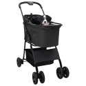 SKŁADANY WÓZEK DLA ZWIERZĄT Z REGULACJĄ CZARNY 81X47X99CM