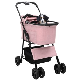 SKŁADANY WÓZEK DLA ZWIERZĄT Z REGULACJĄ RÓŻOWY 81X47X99CM
