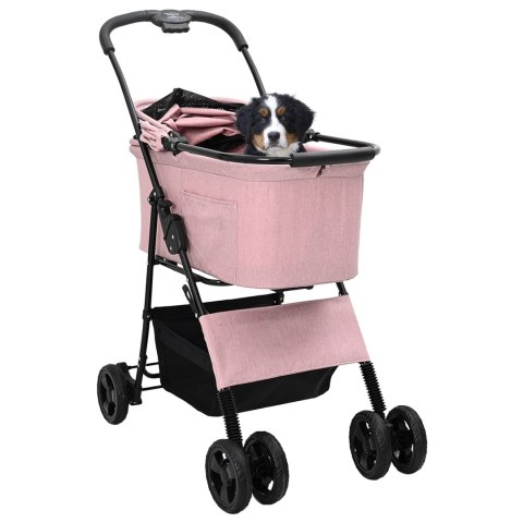 SKŁADANY WÓZEK DLA ZWIERZĄT Z REGULACJĄ RÓŻOWY 81X47X99CM