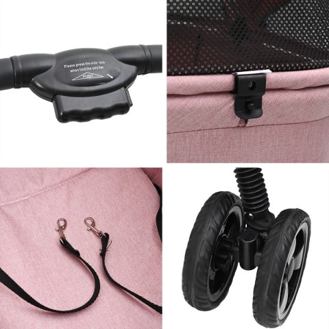 SKŁADANY WÓZEK DLA ZWIERZĄT Z REGULACJĄ RÓŻOWY 81X47X99CM