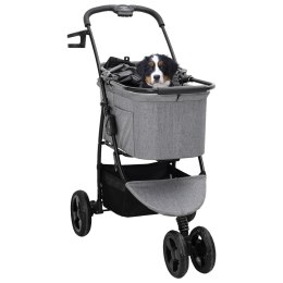 SKŁADANY WÓZEK DLA ZWIERZĄT Z REGULACJĄ SZARY 78X54X101CM