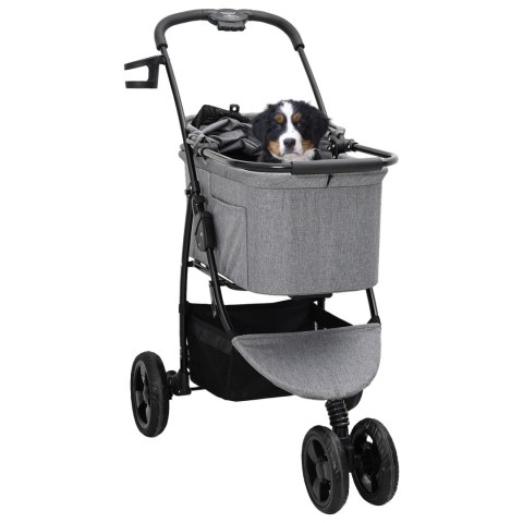SKŁADANY WÓZEK DLA ZWIERZĄT Z REGULACJĄ SZARY 78X54X101CM