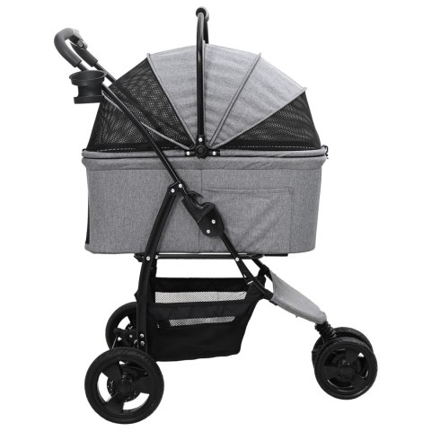 SKŁADANY WÓZEK DLA ZWIERZĄT Z REGULACJĄ SZARY 78X54X101CM