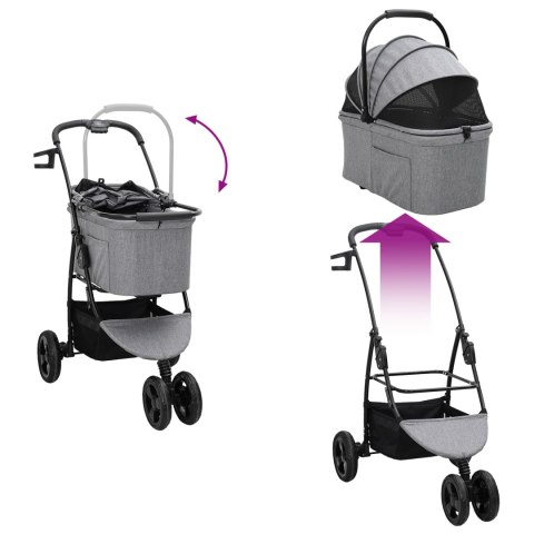 SKŁADANY WÓZEK DLA ZWIERZĄT Z REGULACJĄ SZARY 78X54X101CM